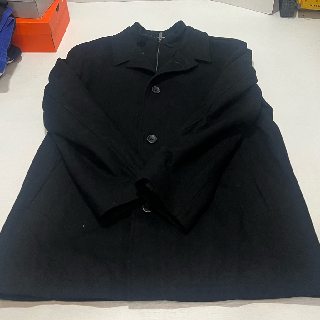 Nautica Men's Naval Single Breasted Wool Walker Peacoat Bib Lined Black Size Xl